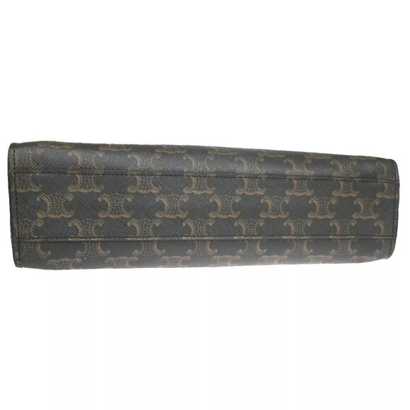 CELINE Vertical Cabas Hand Tote Bag Triomphe Canvas Leather Brown Black 680RH006 - Picture 5 of 16